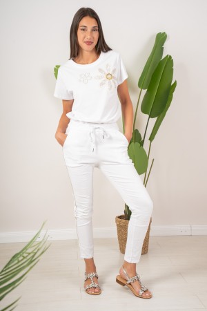 t-shirt sister with embroidery daisies rhinestone t-shirt sister with embroidery daisies rhinestone T-shirt sister with embroide