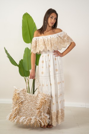 hawaii Maxi Bag mit Fransen und Drähten Hawaii Bag Maxi mit Fransen und drahtlosen Hawaii-Bag Maxi mit Fransen und Drähten