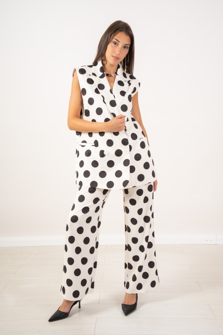 vest Cecia Polka dots with Rever Neck Vest Cecia Polka dots with Rever Neck Vest Cecia Polka dots with Rever Neck