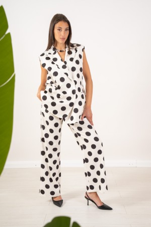 Pantalone Cecia pois modello palazzo  Pantalone Cecia pois modello palazzo  Pantalone Cecia pois modello palazzo