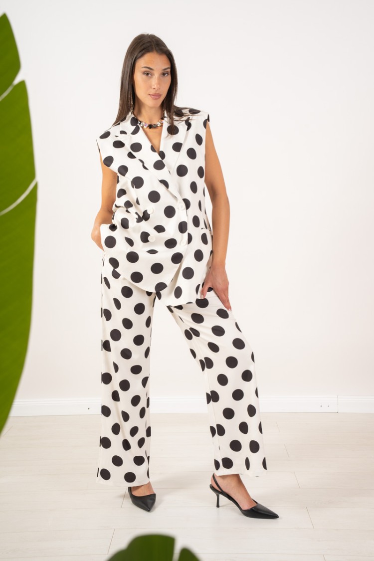 Pantalone Cecia pois modello palazzo  Pantalone Cecia pois modello palazzo  Pantalone Cecia pois modello palazzo