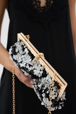 sac d'embrayage Ena dans les paillettes et les strass Bijoux Fermeture Ena Embrayage Sac dans les paillettes et les strass Bijou