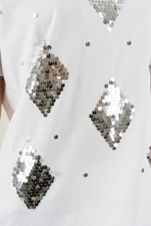 rombi-Baumwoll-T-Shirt mit Rhinestone-Rombi-Baumwoll-T-Shirt mit Rhinestone-Rombi-Baumwoll-T-Shirt mit Strasssteinen