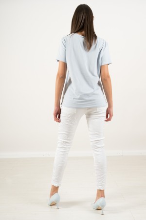 camiseta de algodón rombi con rhinestone Rombi Cotton T-shirt con Rhinestone Rombi Cotton T-shirt con Rhinestones