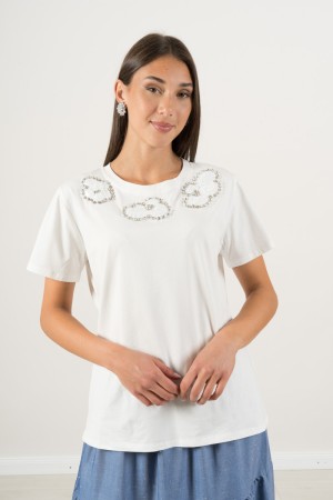 pepa camiseta con detalles de diamantes de imitación Pepa camiseta con detalles de la camiseta de Pepa de Rhinestone con detalle