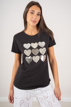 camiseta Trixi con la camiseta de la camiseta de la manga corta del archivo delantero con el archivo Front Front Hearts Camiseta