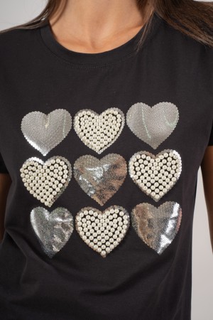 t-shirt Trixi avec coeurs avant Fichier T-shirt à manches courtes T-shirt avec file T-shirt à manches courtes T-shirt TripI C ..