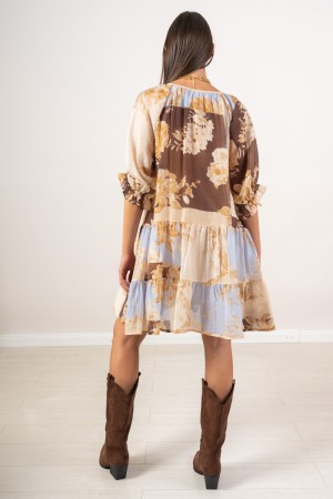 vestido corto de duquesa con flores de lujo Semi Transparente Travy Dashy Vestido con flores de fantasía Vestido semi transparen