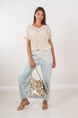 bandana Jeans mit Detail auf SPITE SIDE BANDANA-Jeans mit Detail auf Spitzenseite Bandana Jeans mit Detail ...