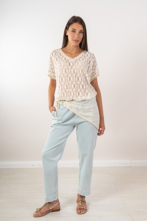 bandana Jeans mit Detail auf SPITE SIDE BANDANA-Jeans mit Detail auf Spitzenseite Bandana Jeans mit Detail ...