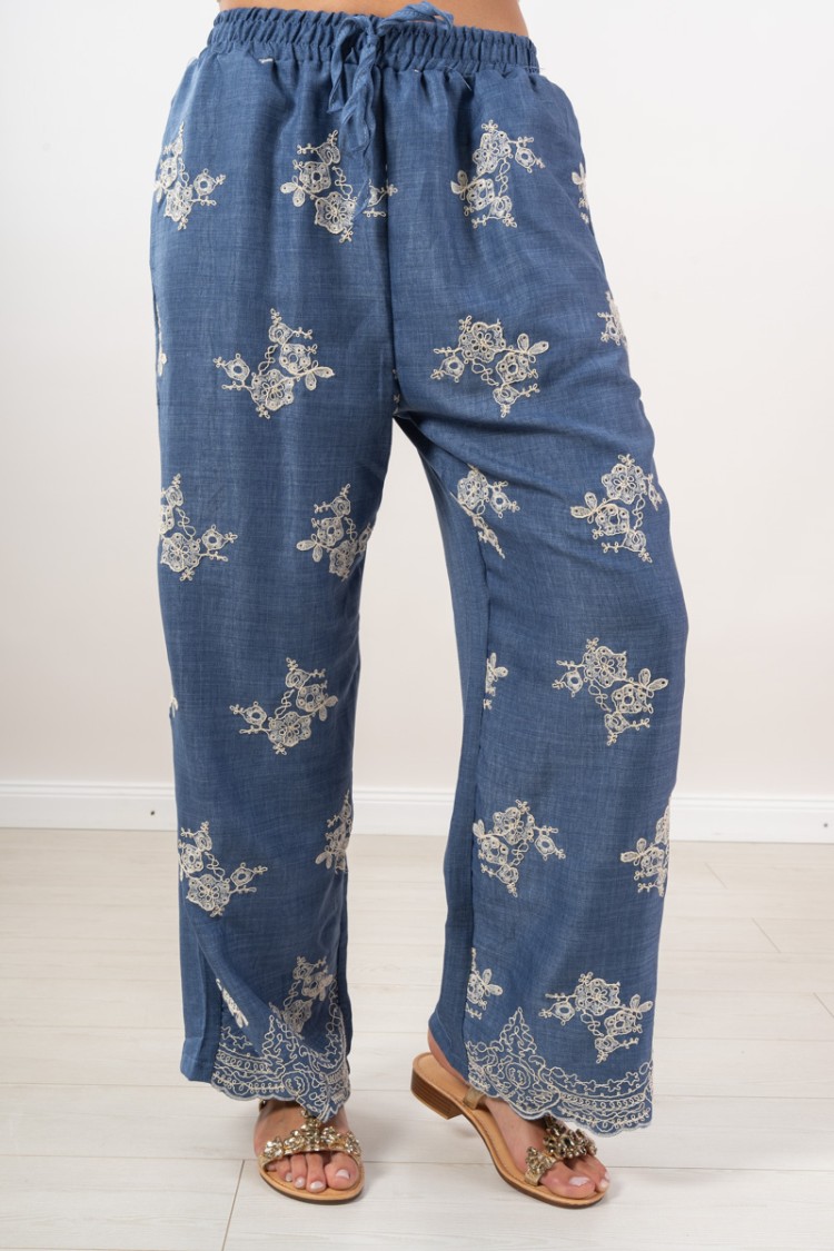 pantalones de Sorrento con pantalones de Sorrento Bordado blanco con bordado blanco Sorrento Pantalón con bordado blanco