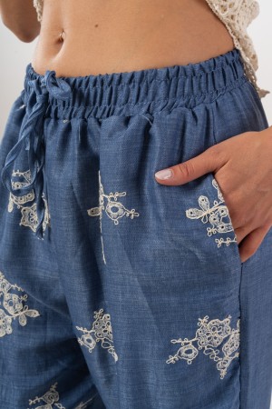 pantalon Sorrente avec pantalon de broderie blanche avec broderie avec broderie blanche Sorrente avec broderie blanche