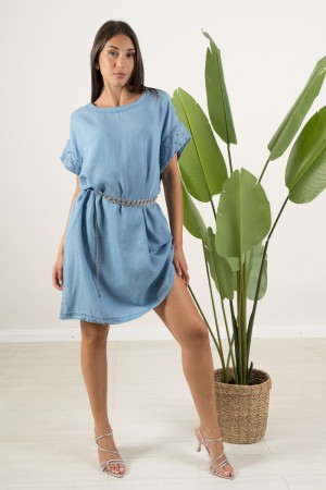 Königin Denim Kleid mit Strasssteinen auf dem Denim Queen Kleid Kleid mit Strasssteinen auf dem Denim Queen Kleid Ärmel mit Stra