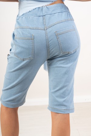 bermuda sicilia simil denim lavaggio chiaro con bottoncini gioiello  bermuda sicilia simil denim lavaggio chiaro con bottonci...