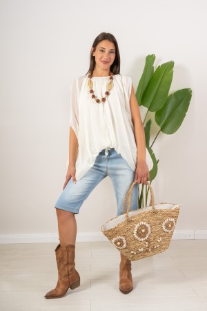 blouse Cloe avec manche sur la molette molle blouse Clouse Cloe avec manche sur le blouse de ballon modèle doux Chloe avec ...