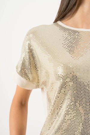 Disk T-shirt with Sequined Disk T-shirt with Sequined Disk T-shirt with Sequined