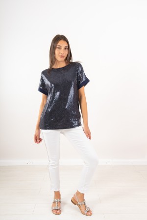 T-shirt de disque avec t-shirt de disque à paillettes avec t-shirt de disque à paillettes avec paillettes