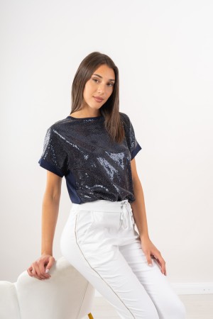 Disk T-shirt with Sequined Disk T-shirt with Sequined Disk T-shirt with Sequined