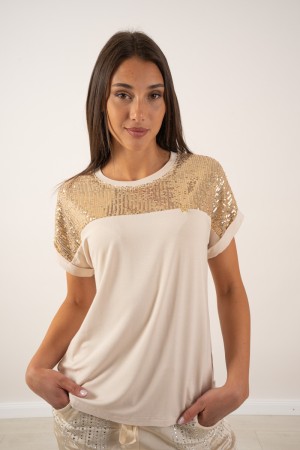 Ester-T-Shirt mit Pailletten-T-Shirtester mit Pailletten-T-Shirtester mit Pailletten