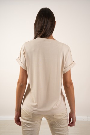 T-shirt de éster con éster de camiseta con lentejuelas con éster de camiseta con lentejuelas con lentejuelas