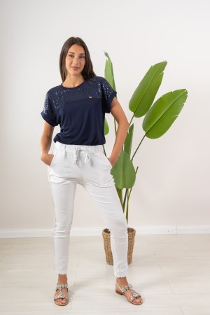 T-shirt de éster con éster de camiseta con lentejuelas con éster de camiseta con lentejuelas con lentejuelas