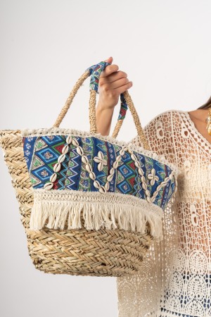 Borsa paglia thailandia decori conchiglie e frange Borsa paglia thailandia decori conchiglie e frange Borsa paglia thailandia...