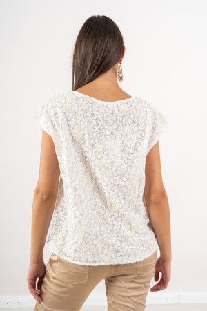 ursula T-shirt with gold embroidery and lace Ursula T-shirt with gold embroidery and lace Ursula T-shirt with gold embroidery an