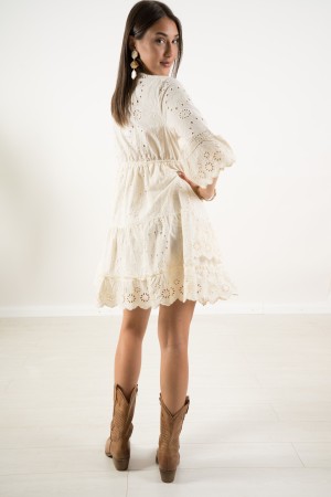 vestido de Seka en el cuello en V de encaje con borlas y hojas Sea Vestido en Cordillo Macrame V-cuello con borlas y vestido de 