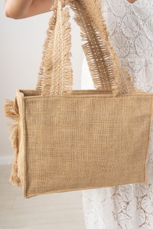 Salento straw bag with beads and fringes Salento bag of straw square with beads and fringes Salenti bag ...