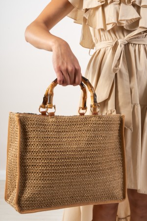 Bolsa de Elettra con fantasía Leopardata Bambou Mango patrón Big Elettra Bag con la fantasía Leopard Bambu Mango Modelo ... \ t.
