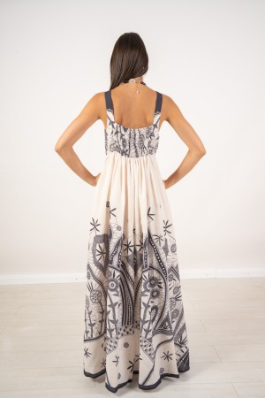 langes Milla Kleid mit Druck und Klammern breites langes Fristkleid mit Druck und Zahnspangen langes langes Milla-Kleid mit Druc