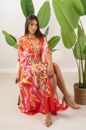 vestido naranja Chemisier Estilo Caftan Vestido Naranja Chemisier Estilo Caftán Vestido Naranja Chemisier Caftan Estilo