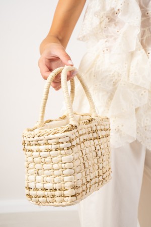 petit sac de panier avec sac en or Sac petit panier avec des fils d'or Sac petit panier avec des fils d'or