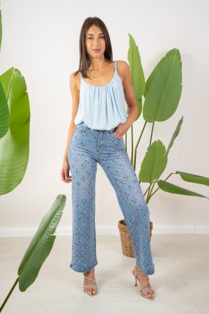 rainbow Jeans Rhunes de rhombus et fleurs colorées Rainbow Jeans Jeans Rhunes de rhombus Strass et fleurs colorées Rainbow Jeans