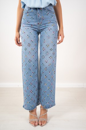 rainbow jeans rhombus rhinestones and colorful flowers Rainbow jeans rhombus rhinestones and colorful flowers Rainbow jeans ...
