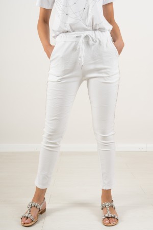 belen Pantalons avec une cigarette latérales Strass Belen Pantalon avec des strass Strass Cigarette Belen Pants avec strass ...