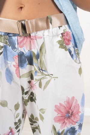 pantalone goccia con fantasia fiore  pantalone goccia con fantasia fiore  pantalone goccia con fantasia fiore