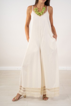 traje de algodón entero con banda de encaje en traje de traje entero con pantalones de algodón con banda de encaje en la parte i