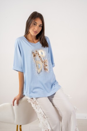t-shirt over moda con stampa e strass t-shirt over moda con stampa e strass t-shirt over moda con stampa e strass