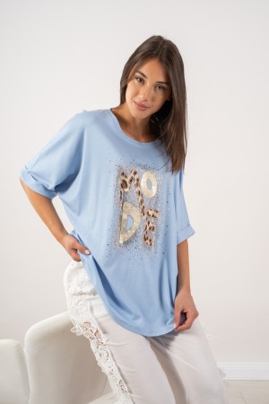 sobre Fashion T-Shirt con la camiseta de impresión y diamantes de imitación sobre moda con impresión y diamantes de imitación de