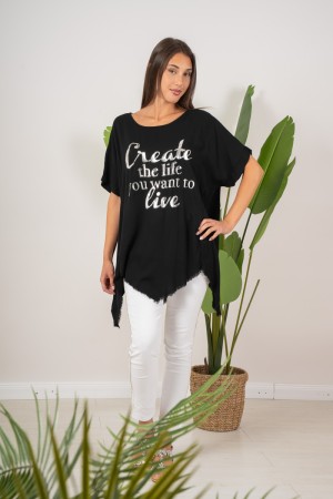rosaria Curvy T-Shirt mit Strasssteinen und Front geschrieben Rosaria Curvy T-Shirt mit Rhinestone und vorderem Schrift, Rosaria