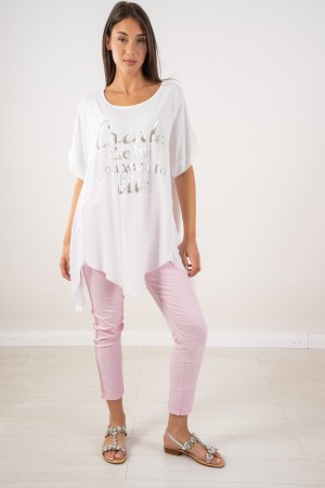 rosaria Curvy T-Shirt mit Strasssteinen und Front geschrieben Rosaria Curvy T-Shirt mit Rhinestone und vorderem Schrift, Rosaria
