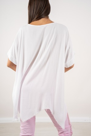 rosaria Curvy T-shirt with Rhinestones and Front Written Rosaria Curvy T-shirt with Rhinestone and Front Written Rosaria T-shirt