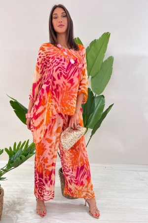 Coordinato Ginevra fantasia Animalier blusa e pantalone  Coordinato Ginevra fantasia Animalier blusa e pantalone  Coordinato ...