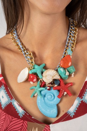 collier Ariel avec coquilles et pierres Collier Ariel avec coquillages et pierres Collier Ariel avec coquilles et pierres