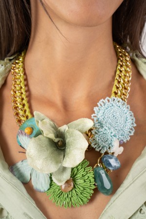 collana botanico con mix di pendenti colori caldi  collana botanico con mix di pendenti colori caldi  collana botanico con mi...