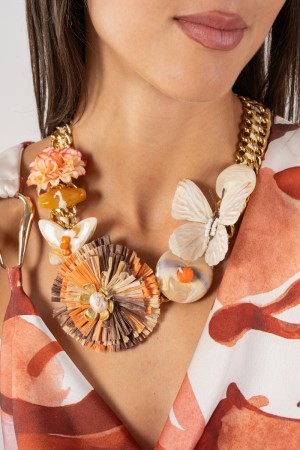 collana botanico con mix di pendenti colori caldi  collana botanico con mix di pendenti colori caldi  collana botanico con mi...
