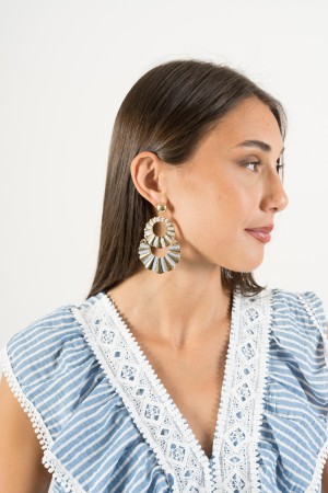 Sun-Ohrring mit Doppelkreis-Strass-Sonne-Ohrring mit doppeltem Kreis Strass Sun-Ohrring mit doppelten Kreis-Rhinestonen