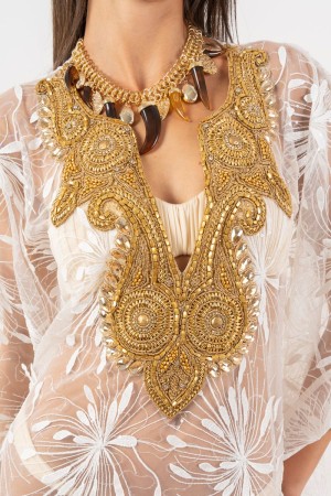 Lichtspitze Caftan Modell Kleid mit Pailletten V-Ausschnitt mit Strasssteinen und Lichtpunkten