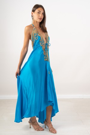 Robes DeA Cou de cou avec strass et points de lumière à l'avant